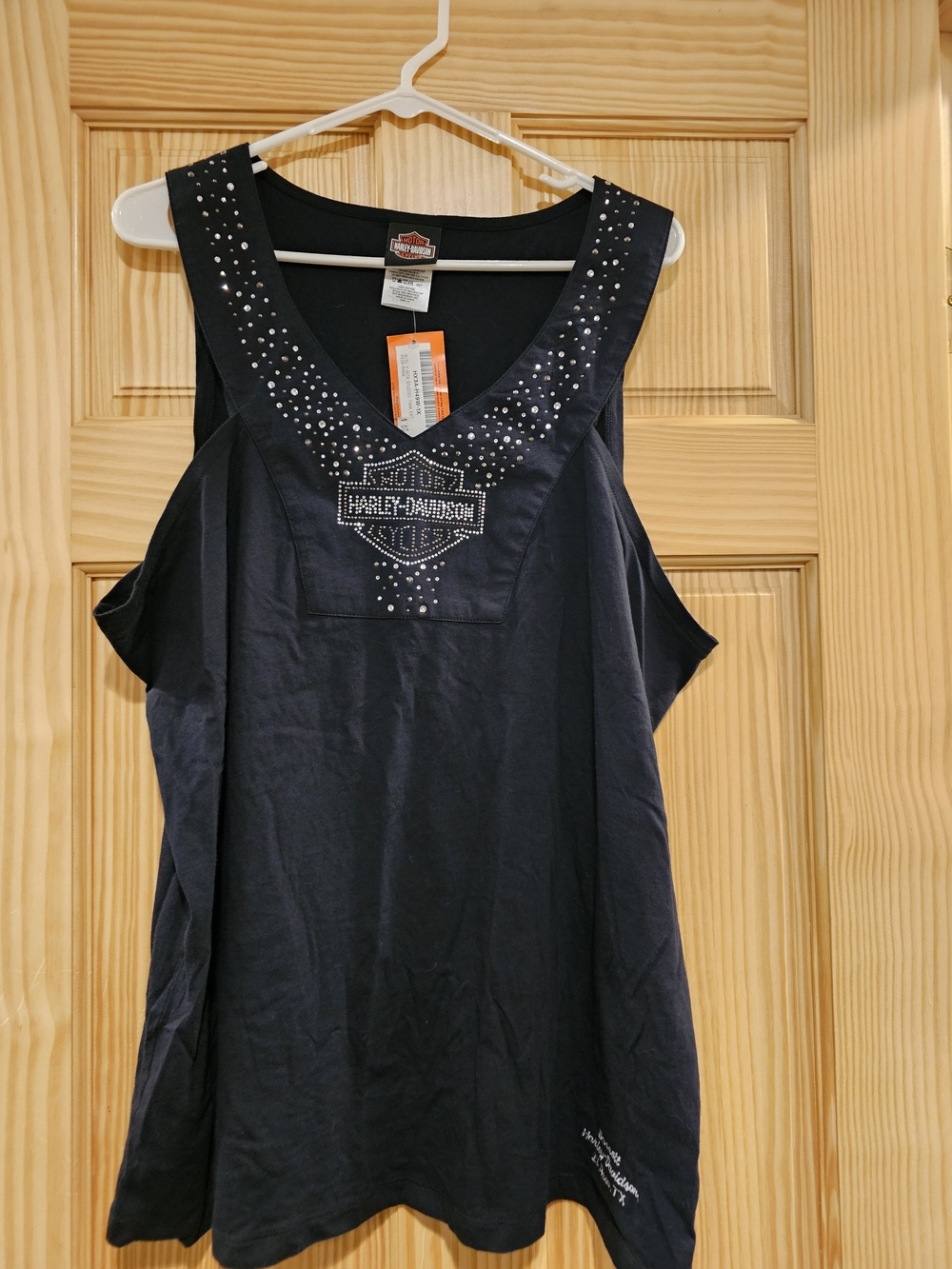Harley-Davidson 1X NWT Vneck Studded Tank Top Womens Black Motorcyclea